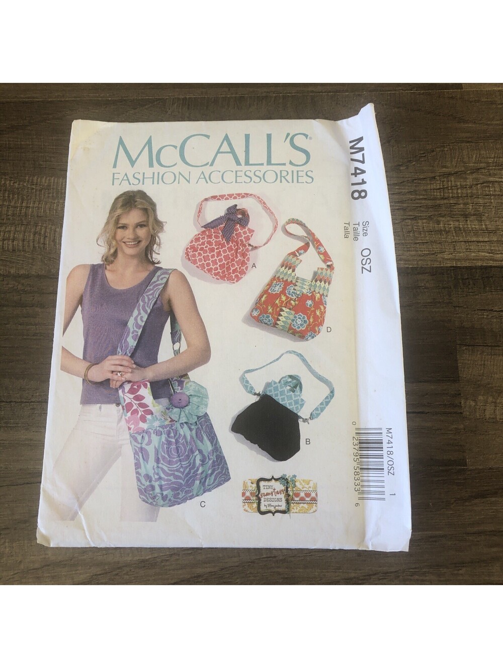 Mccall’s Sewing Pattern Bag Purse M7418 Uncut Fashion Accessories